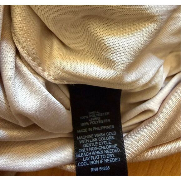 Express Bodycon Ruched Champagne Dress Cowl Neck Women’s Size Petite S - Picture 6 of 8